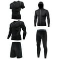 thumbnail image 1 of SOOMLON Men's Tracksuit Sweatsuit Set Long Sleeve Pullover Athletic Suit For Sports Fitness Jogging Quick Drying Fitness 5 Piece Jacket + Long Sleeve + Short Sleeve + Shorts + Trousers Black XL, 1 of 2
