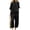 Black, variant on ASDFVBKG 2 Piece Sets for Women Summer Lounge Sets Cotton Linen Capris Top Wide Leg Crop Pants Travel Beach Vacation Clothes Black 2XL