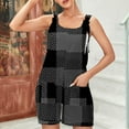 thumbnail image 2 of Summer Romper for Women Casual Fashion Plaid Criss Cross Print Short Jumpsuit with Pocket Tie Knot Front Loose Overalls, Black, XXXL, 2 of 2