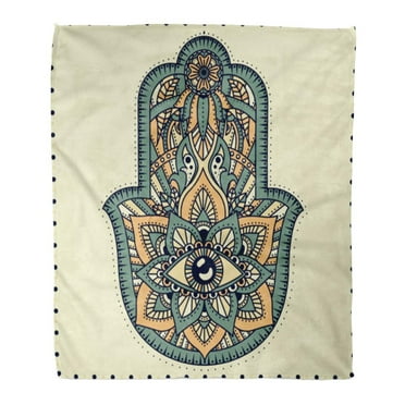 SIDONKU 58x80 inch Super Soft Throw Blanket Mandala Boho Hamsa Hand Protection Amulet Symbol of Strength and Happiness Abstract Home Decorative Flannel Velvet Plush Blanket