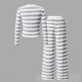thumbnail image 5 of OYXSER Teen Girls Striped Ribbed Round Neck Top and Wide Leg Pants Set Outfit, Gray 8-9 Years, 5 of 9