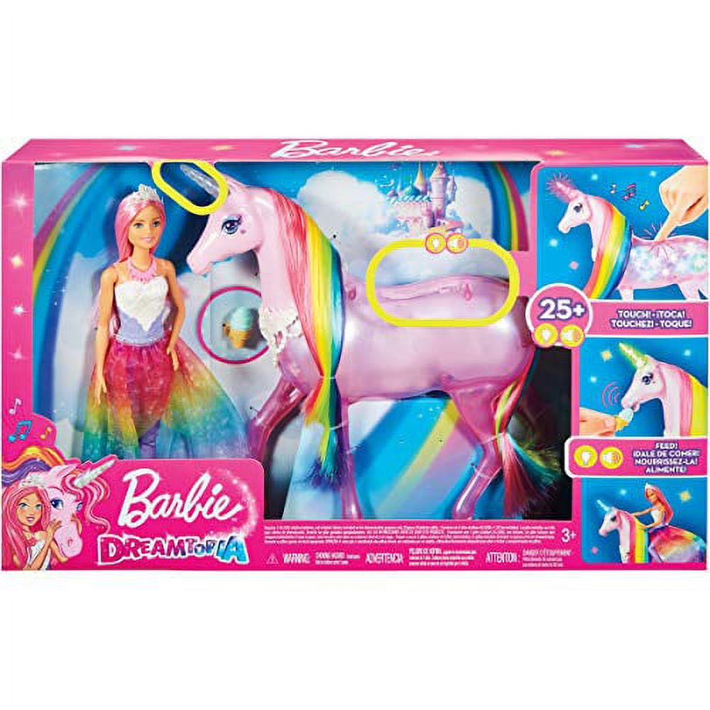 Barbie Dreamtopia Unicorn Pet Playset With Royal Fashion Doll, Unicorn Toy,  Color Change, Potty Feature & 18 Accessorie