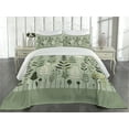 thumbnail image 2 of Ambesonne Monstera Quilted Coverlet 3 Pcs, Scandinavian Botanical Art, Queen Size, Pale Green Coconut Fawn, 2 of 4
