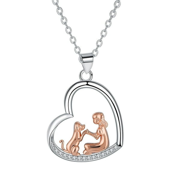 ICTPTOSL Dog Necklace for Women, 18K White Gold Plated Puppy Pendant Jewelry Gifts for Women Dog Lover