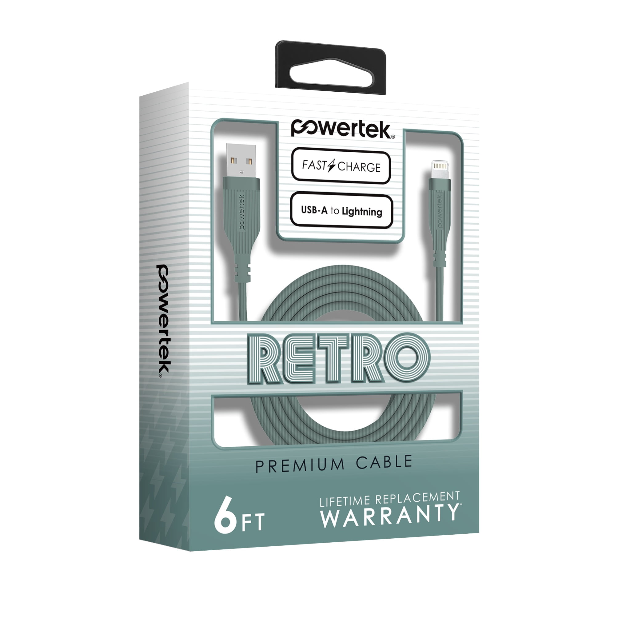 Liquipel Powertek Retro USB-A to Lightning - Green
