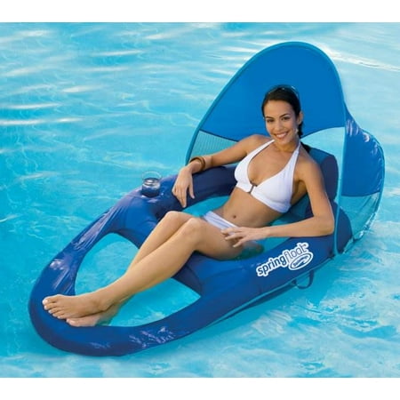 Swimways Spring Float Recliner Pool Lounge Chair W Sun Canopy Blue 4 Pack Canada Swimways Spring Float Recliner Pool, Pool Float Chairs Canada