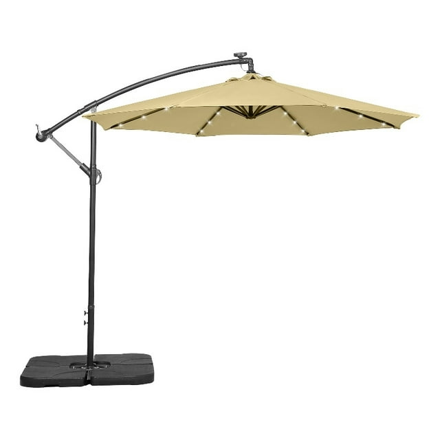 Westlake Parasol de Patio Solaire à LED de 10 Pieds avec Poids de Base de 4 Pcs