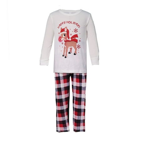 

Cntydi Pajamas for Women Gifts Parent-child Attire Christmas Suits Patchwork Plaid Printed Homewear Round Neck Long Sleeve Pajamas Two-piece Kids Sets