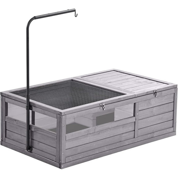 MEDEHOO Tortoise Habitat Turtle Enclosure,Large Wooden Reptile Cage with Detachable Legs,Indoor Outdoor Turtle Box for Small Animals