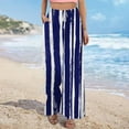 thumbnail image 5 of Aobny Gaucho Pants Baggy Women Blue Striped Pants Culottes Full High Waisted Plus Size Womens Pants, 5 of 8