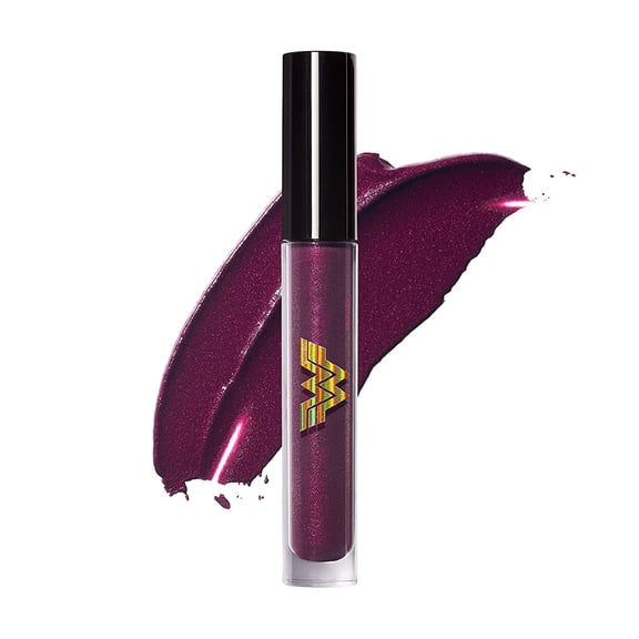 REVLON x WW84 Wonder Woman Warrior Glitter Lipcolor, Transforming Matte to Shimmer Full Coverage Liquid Lipstick in Purple, 002 Gear Up, 0.12 fl oz