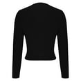 thumbnail image 4 of cfhntfmh Women Long Sleeve Crop Cardigan Button down Crew Neck Knit Sweater Pullover Shirt Fall Fashion Outfits for Women, 4 of 5