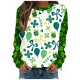 thumbnail image 2 of Qiopertar Blouse à Manches Longues Imprimée Mode Saint-Patrick pour Femmes Col Rond Pull Décontracté Offres de la Semaine Liquidation à Moins de 5$ jusqu'à 90 % de Réduction, 2 of 3