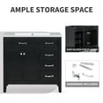 thumbnail image 6 of 36" Bathroom Vanity without Sink, Modern  Storage Cabinet with Double Doors & 3 Drawers, Freestanding Rectangular Vanity with Solid Frame, Cabinet Base Only, Black, 6 of 6