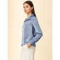 thumbnail image 4 of Unique Bargains Chemise Plissée Unie à Manches Longues Col en V pour Femmes, 4 of 6