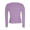 thumbnail image 4 of Adeawade T Shirts For Women Long Sleeve Solid Color Tops Crewneck Classic Tee Clothing Xl Purple, 4 of 6