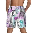 thumbnail image 4 of Goofa Eiffel Tower and Hearts Printed Men's Swim Trunks Board Shorts Quick Dry Mens Swimming Trunks with Compression Liner,Breathable Fit Hawaii Beach Shorts-Medium, 4 of 9
