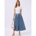 thumbnail image 4 of DARING DIVA Women's Elastic Waist A Line Long Jean Skirts Medium Blue, 4 of 6