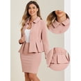thumbnail image 2 of DARING DIVA 2Pcs Women's Business Peplum Blazer Jacket Mini Pencil Skirt Set M Pink, 2 of 6