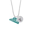 thumbnail image 2 of Delight Jewelry Acrylic 1.25" Teal Cheer Megaphone Silvertone Script Initial Disc - E - Charm Necklace, 20"+3", 2 of 4