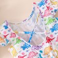 thumbnail image 4 of WIBACKER Summer Girls' Jumpsuit Kids Cartoon Dinosaur Crew Neck Romper Backless Sleeveless Stretchy Short, 4 of 6
