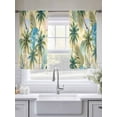thumbnail image 4 of Tropical Plant Sheer Curtains 54 Inch Length 2 Panels Set, Summer Watercolor Boho Green Palm Tree Beige Voile Window Treatment Rod Pocket Short Kitchen Curtains Drapes for Bedroom 52"x54"x2, 4 of 7
