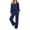 Navy, variant on QSXADF Fall 2 Piece Sweatsuits Women Casual Tracksuit Set Solid Collared Long Sleeve Elastic Waist Pocket Pants Set Daily Women Fall Winter Outfits