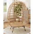 thumbnail image 4 of Senfot Rattan Egg Chair with Cushion - Outdoor Leisure Egg Chair for Living Room, Bedroom, Terrace, Backyard, and Balcony Beige, 4 of 7