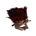 thumbnail image 2 of Skull Red Feather Masquerade Mardi Gras Men's Mask, 2 of 5