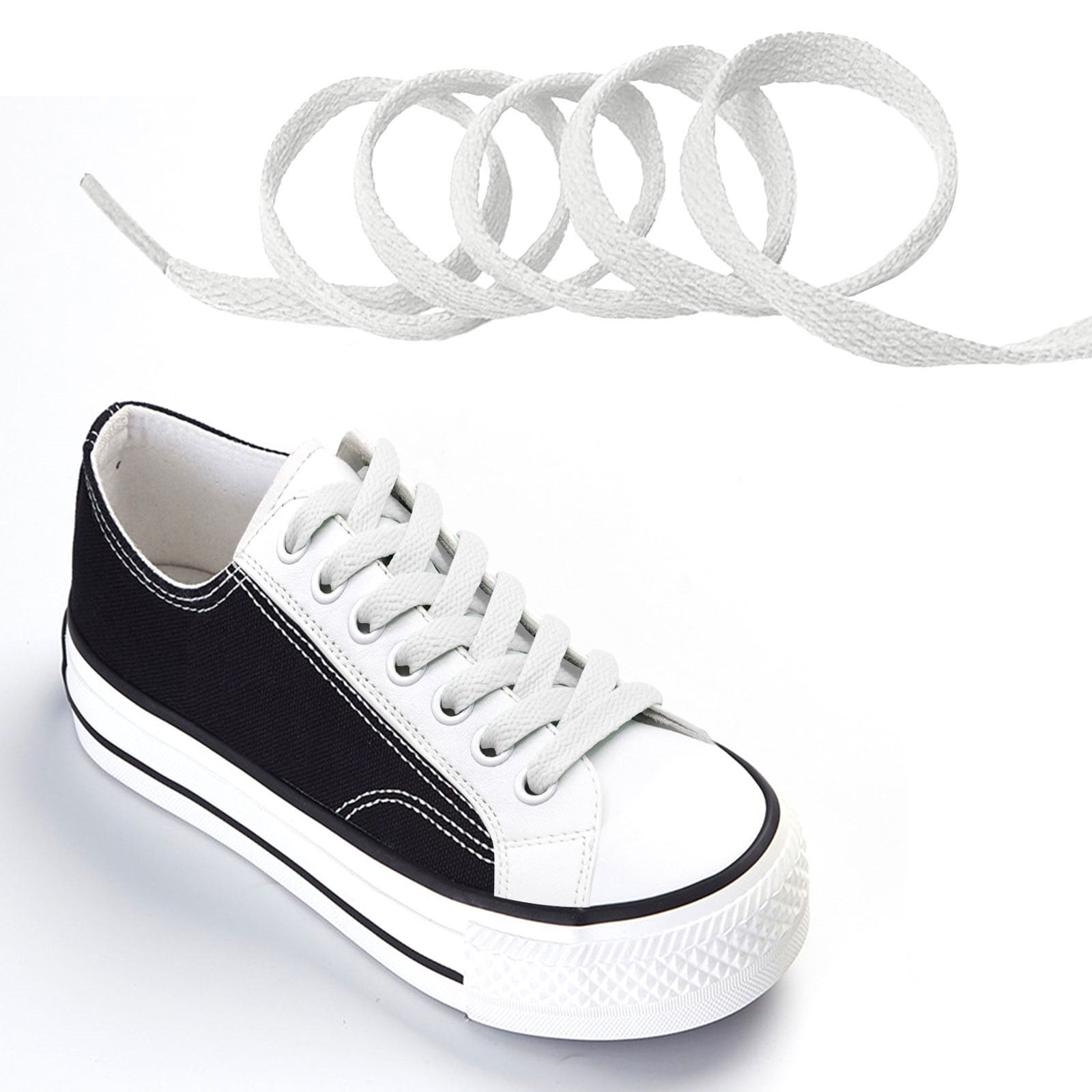 2 Pair Thick Flat Fat Shoe Laces Wide Shoelaces All Shoe Types P0HWC 