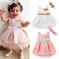 thumbnail image 3 of stylesilove Baby Toddler Girl Sleeveless Sequin Bowknot Princess Dress With Headband 2 Pcs Set (100/18-24 Months, White), 3 of 4