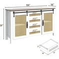 thumbnail image 2 of AECOJOY 55'' Rattan Sideboard Buffet Cabinet with 4 Drawers, 2-Sliding Doors Wicker Kitchen Storage Cabinet for Dining Room, Living Room in Cream White, 2 of 9
