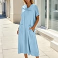thumbnail image 4 of yillto Women's Dress Short Sleeve Crew Neck Summer Causal Beach Flowy Long Sundress with Pockets, 4 of 7