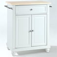 thumbnail image 4 of Pemberly Row Natural Wood Top Portable Kitchen Island in White, 4 of 7