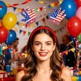 thumbnail image 2 of Homellea 4th of July Patriotic Headband, 9.64 Inch Red White Blue Star Hair Hoop with 250 Year Anniversary Ribbon Streamers for Independence Day, Memorial Day, Parade and Party Decor, 2 of 6