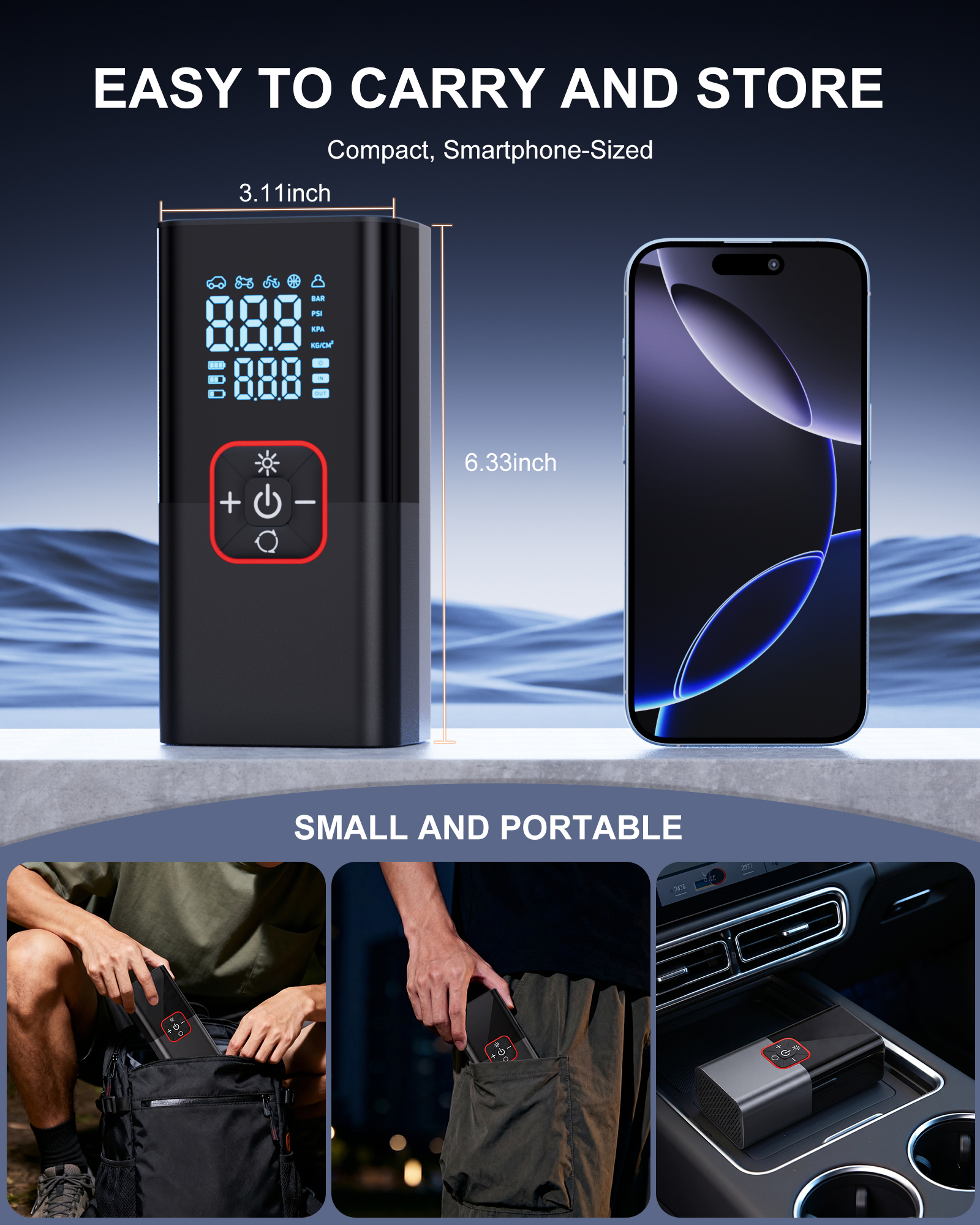 Olgeo Cordless Tire Inflator with Digital Gauge and LED Light photo 4