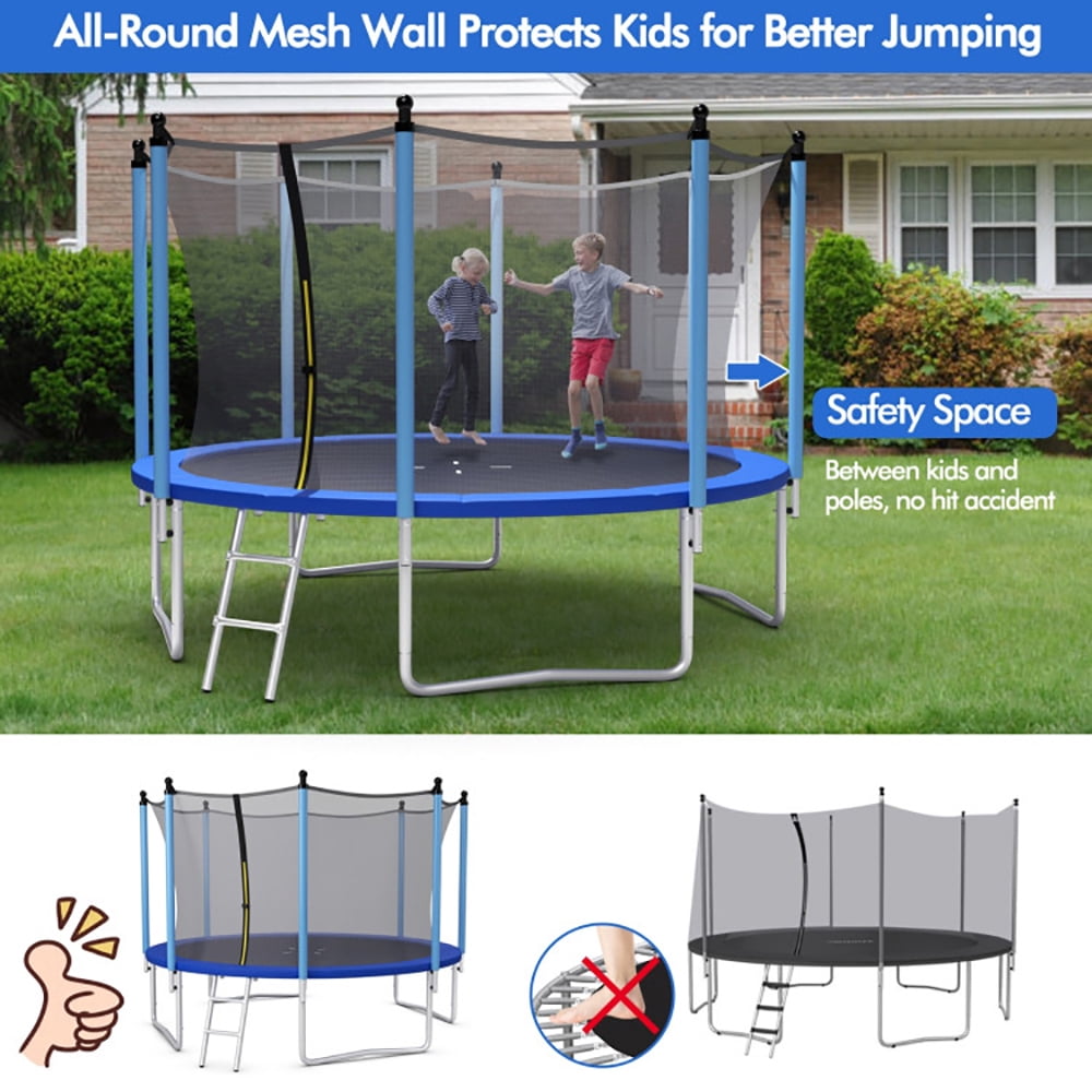 GVN Trampoline, Outdoor Trampoline,Outdoor Trampoline with Safety Closure Net-12 ft
