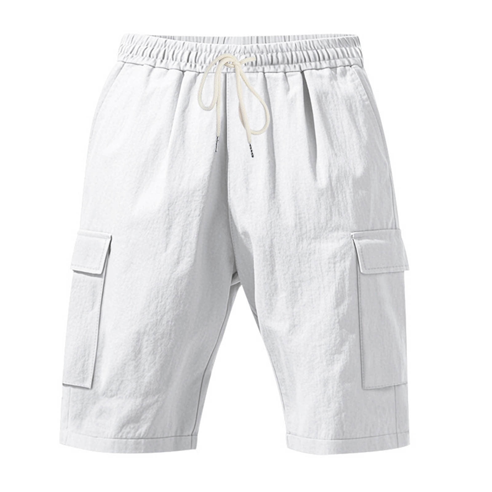YHAJDS Mens Shorts Solid Casual Active Multi Pocket Drawstring