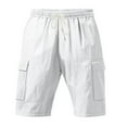 thumbnail image 5 of Fanxing Mens Cotton Linen Shorts Summer Drawstring Casual Cargo Shorts Loose Fit Athletic Short Pants with Pocket White,XXXL, 5 of 8