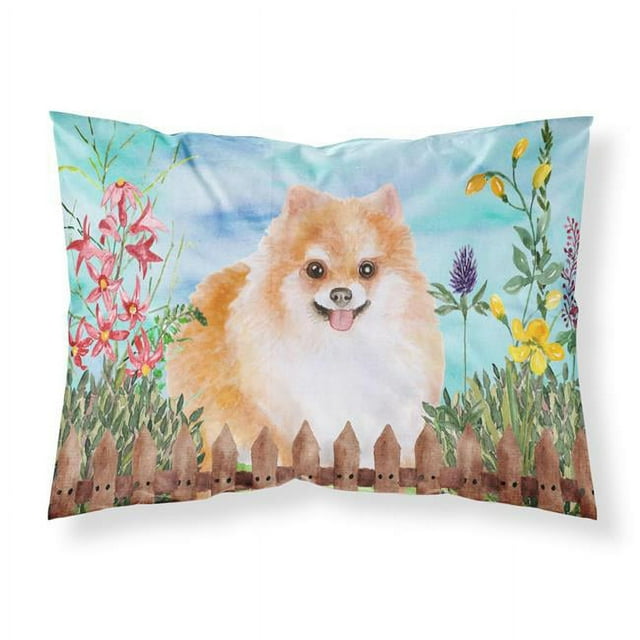 Carolines Treasures CK1278PILLOWCASE Pomeranian No.2 Spring Fabric Standard Pillowcase