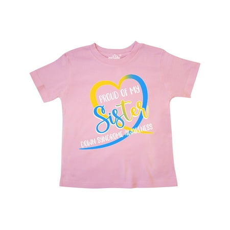 

Inktastic Proud of my Sister Down Syndrome Awareness Heart Ribbon Gift Toddler Boy or Toddler Girl T-Shirt