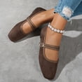 thumbnail image 6 of HXWCHs Women's Casual Low Heel On Shoes with Square toe and Retro Ankle Strap for Comfortable Everyday Walking 6 Brown, 6 of 8