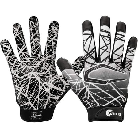 UPC: 0844018058031 | Cutters Game Day Football Receiver Glove with Silicone Grip One Pair Youth Large  Black