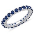 thumbnail image 1 of 1.00 Carat (ctw) 18K White Gold Round Blue Sapphire Ladies Eternity Wedding Anniversary Stackable Ring Band, 1 of 1