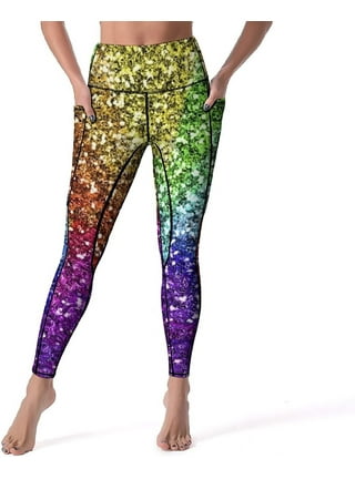Women's Rainbow Sparkle High-waisted Glitter Yoga Fitness Leggings