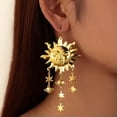 thumbnail image 4 of HOOUN Handmade Sun Moon Celestial Earrings Crystal Dangle Drop Witchy Gothic Earrings-14#Silver sun goddess tassel, 4 of 4
