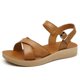 thumbnail image 1 of Sandalias de cuero para mujer, zapatos de playa de suela blanda, estilo plano, de moda, para verano, para estudiantes, 1 of 6