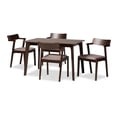 thumbnail image 2 of Baxton Studio Berenice Mid-Century Modern Transitional Warm Grey Fabric and Dark Brown Finished Wood 5-Piece Dining Set, 2 of 7