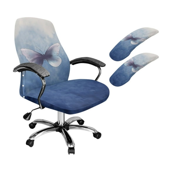 Xoenoiee Butterfly Tie Dye Print Home Office Chair Cover with Armrest Covers, 3 Pieces Stretchable Computer Desk Chair Cover High Back Universal Boss Chair Covers Removable Gaming Chair Covers, S