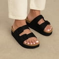 thumbnail image 3 of Cushionaire Plane Comfortable Platform Womens Sandals with Double Buckle Straps and Genuine Suede Cushioned Footbed, Wide Widths Available, 3 of 14